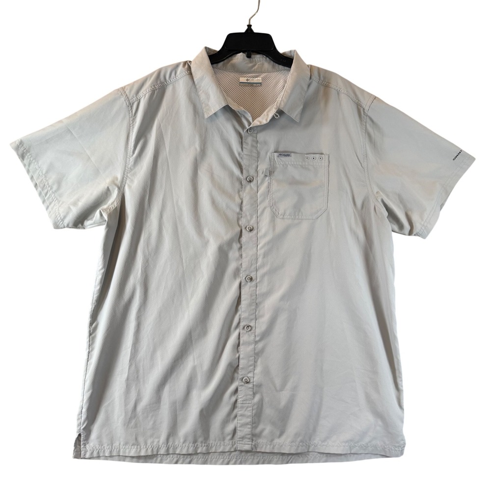 Columbia PFG Fishing Shirt XXL Omni-Shade Short Sleeve Grey Ripstop Ventilated